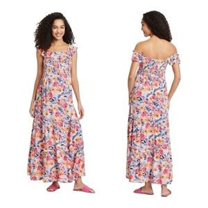 Isabel Maternity by Ingrid & Isabel Floral Smocked Tiered Maxi Dress. Size XS.